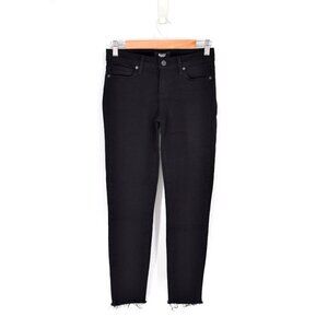 Paige Verdugo Ultra Skinny Jeans Black Women's 27 Fray Hem High Rise Stretch